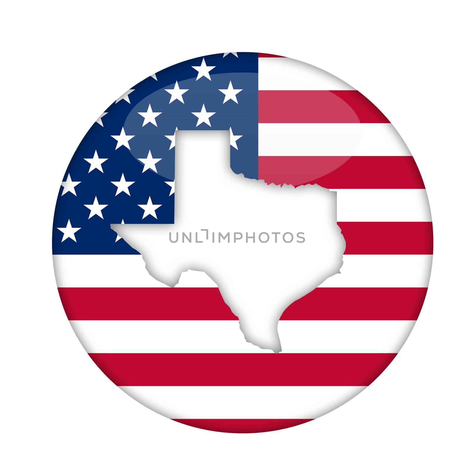 Texas state of America badge isolated on a white background.