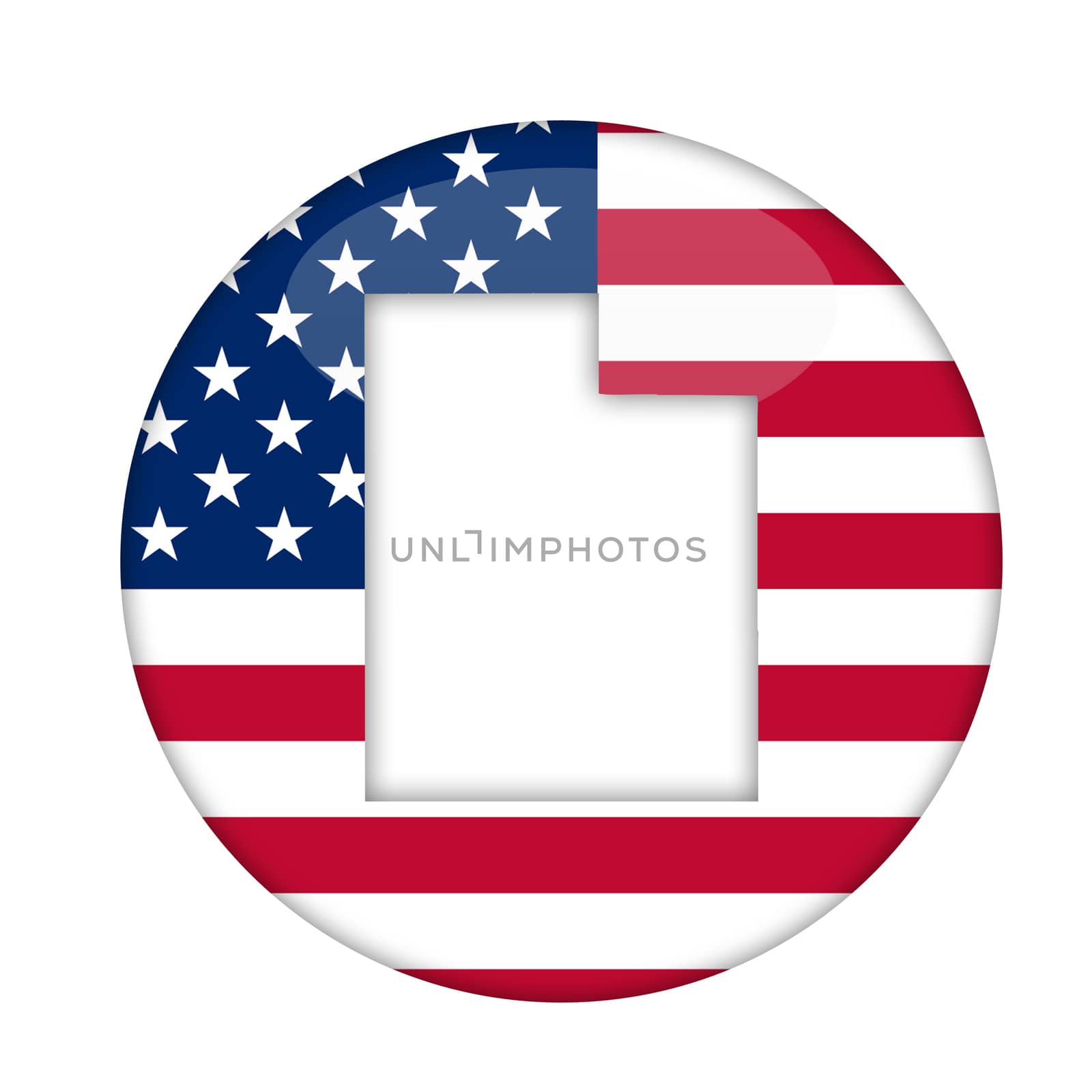 Utah state of America badge isolated on a white background.
