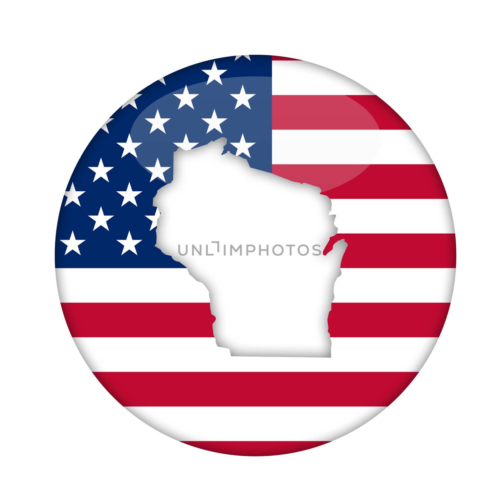 Wisconsin state of America badge isolated on a white background.