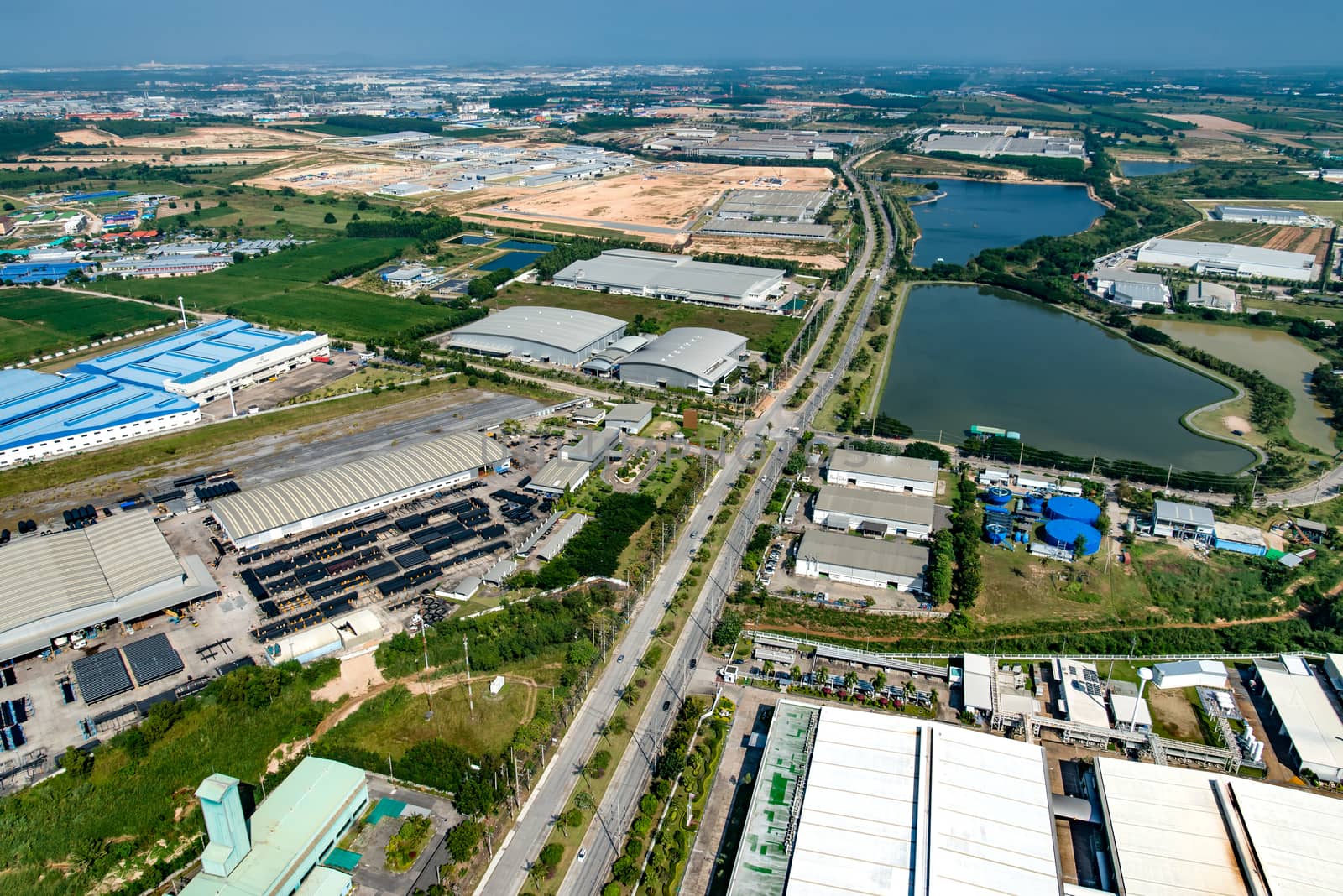 Industrial Estate Land Development, Construction Water Reservoir Aerial View