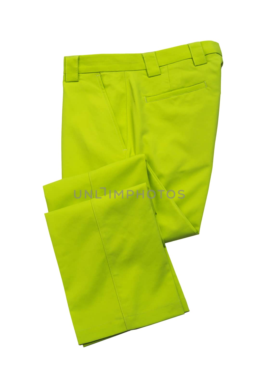 Green pants, trousers for man on white background