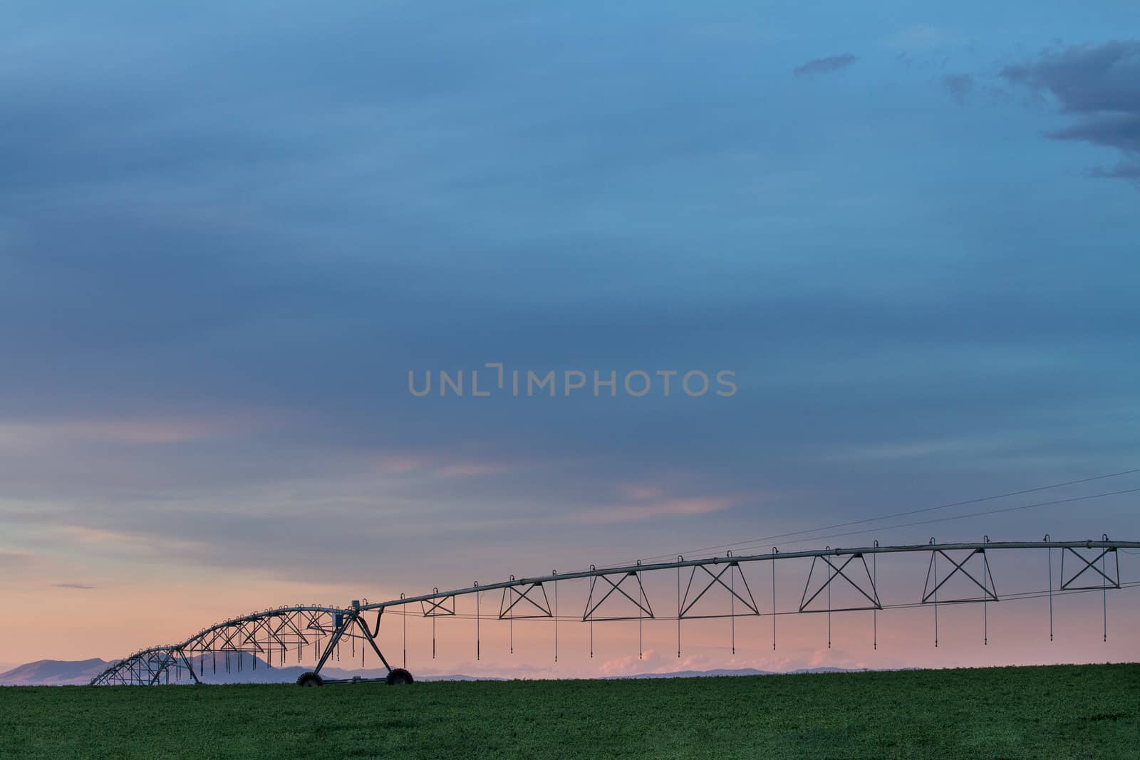 Farm at night with the sprinklers out