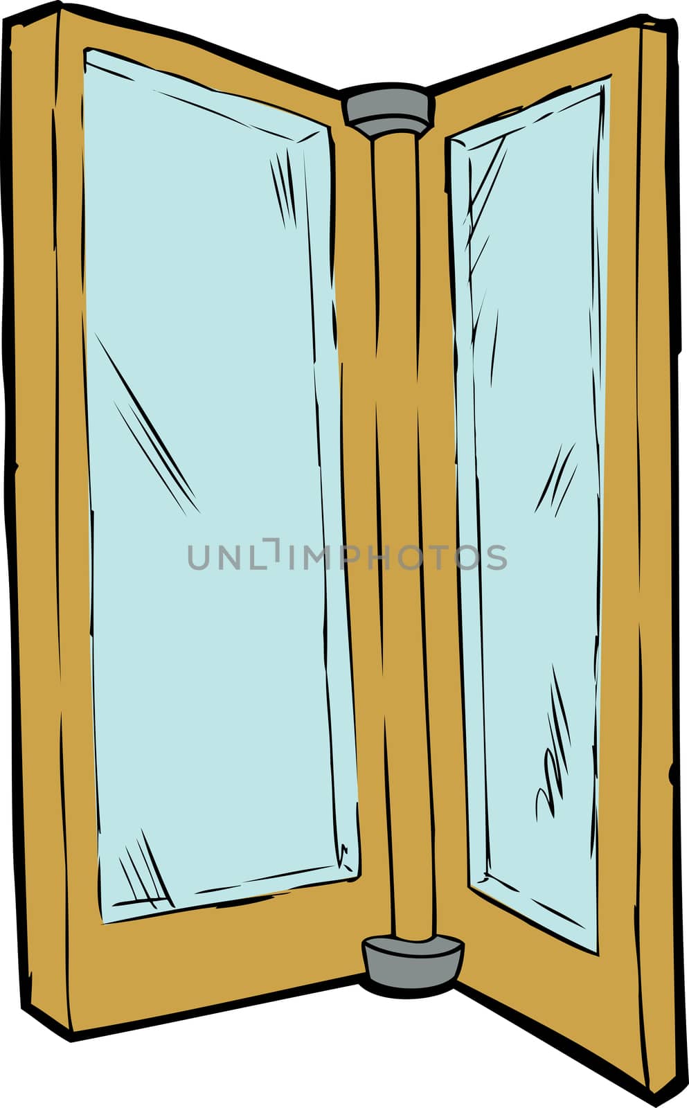 Isolated revolving door panes over white background
