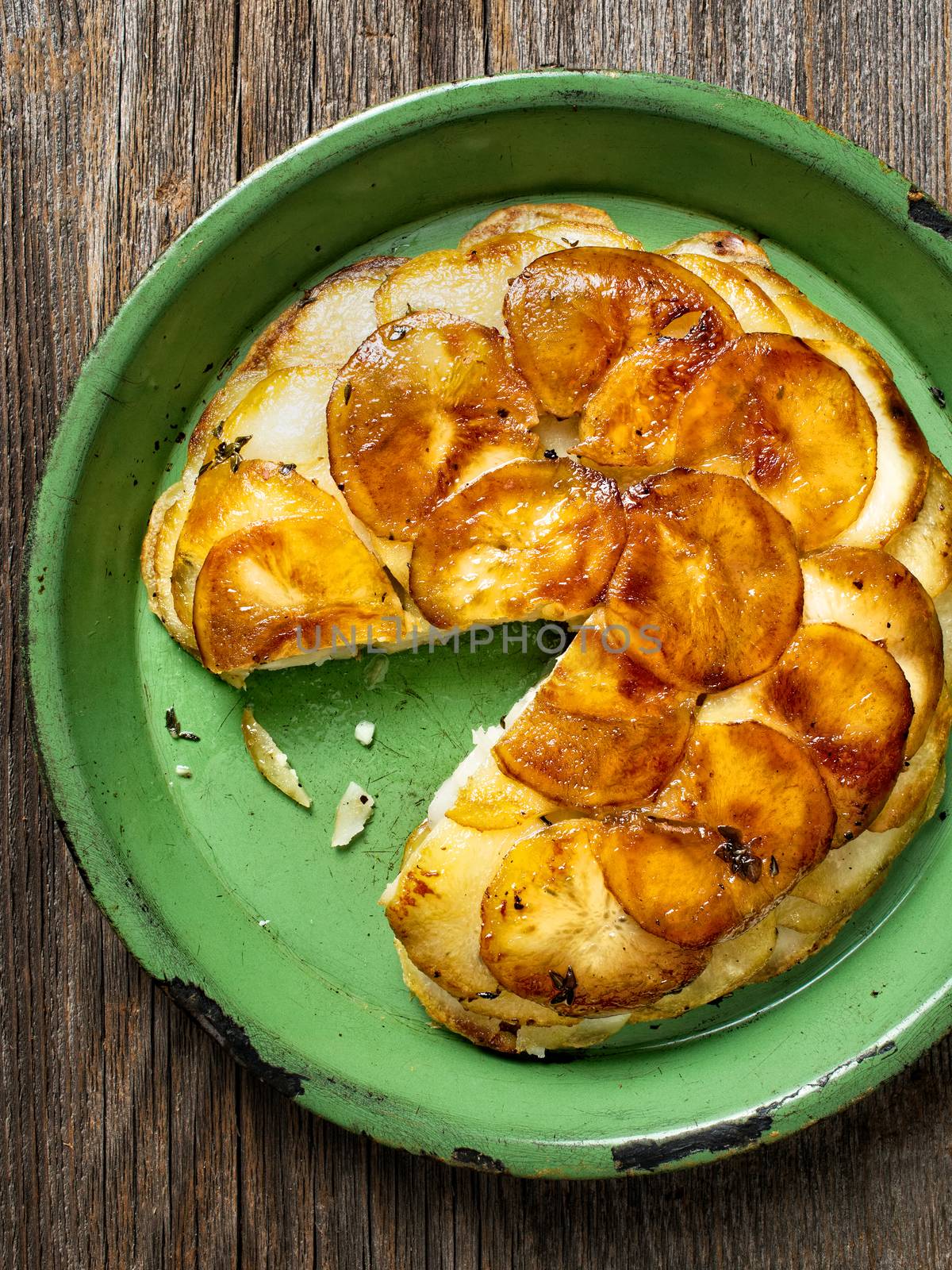 close up of rustic french golden anna potato