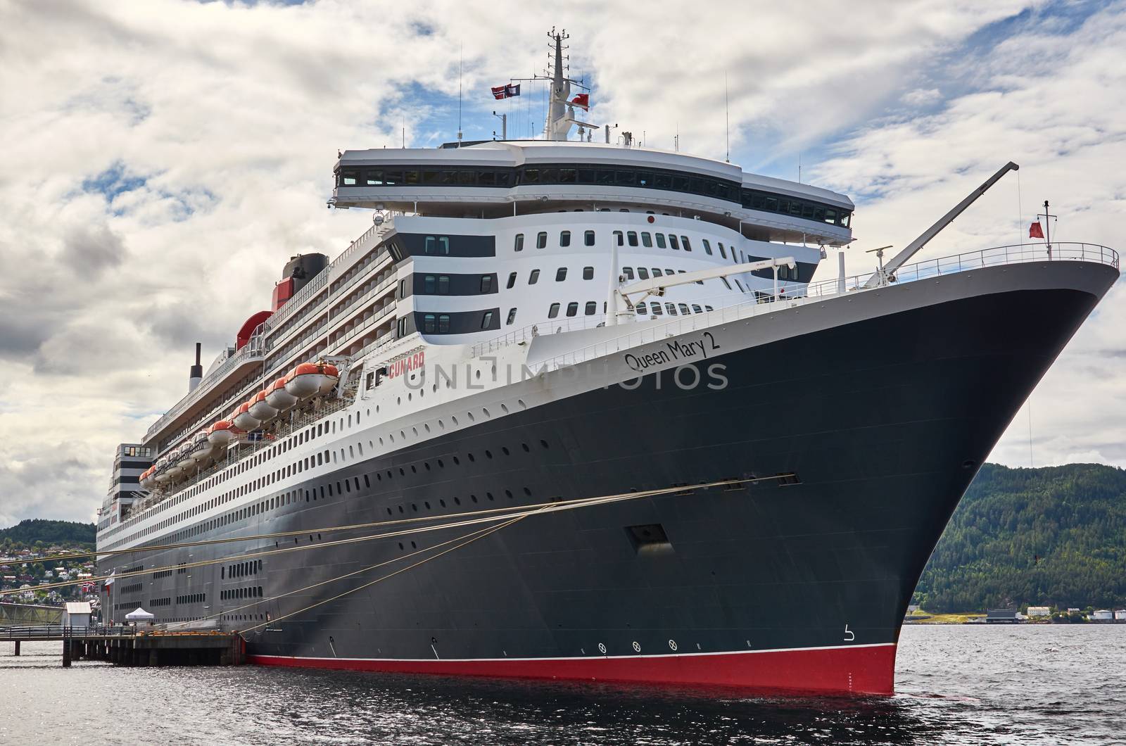 Trondheim Norway - July 18 2012: RMS Queen Mary 2