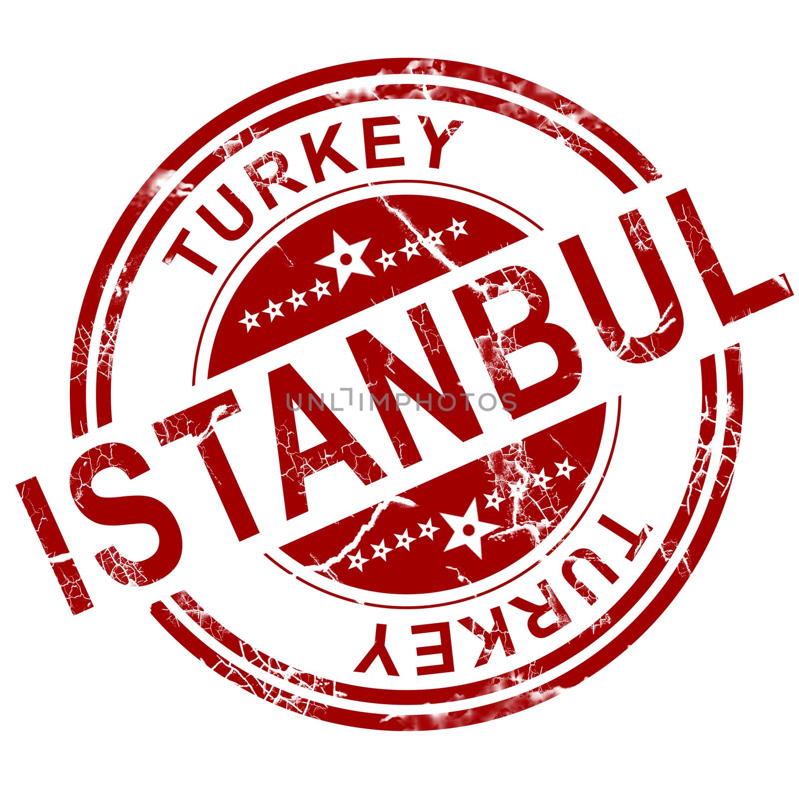 Red Istanbul stamp with white background, 3D rendering