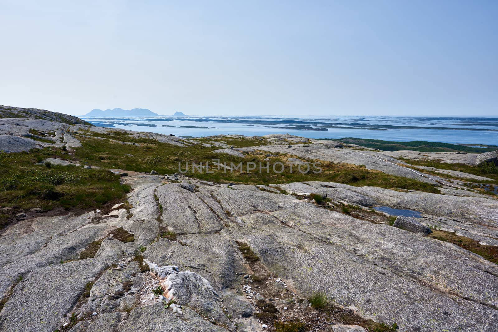 View of Norwegian sea at Helgeland, Norway in summertime.