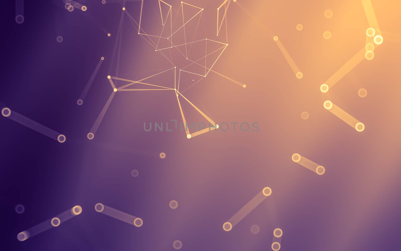 Abstract polygonal space low poly dark background with connecting dots and lines. Connection structure. 3d rendering