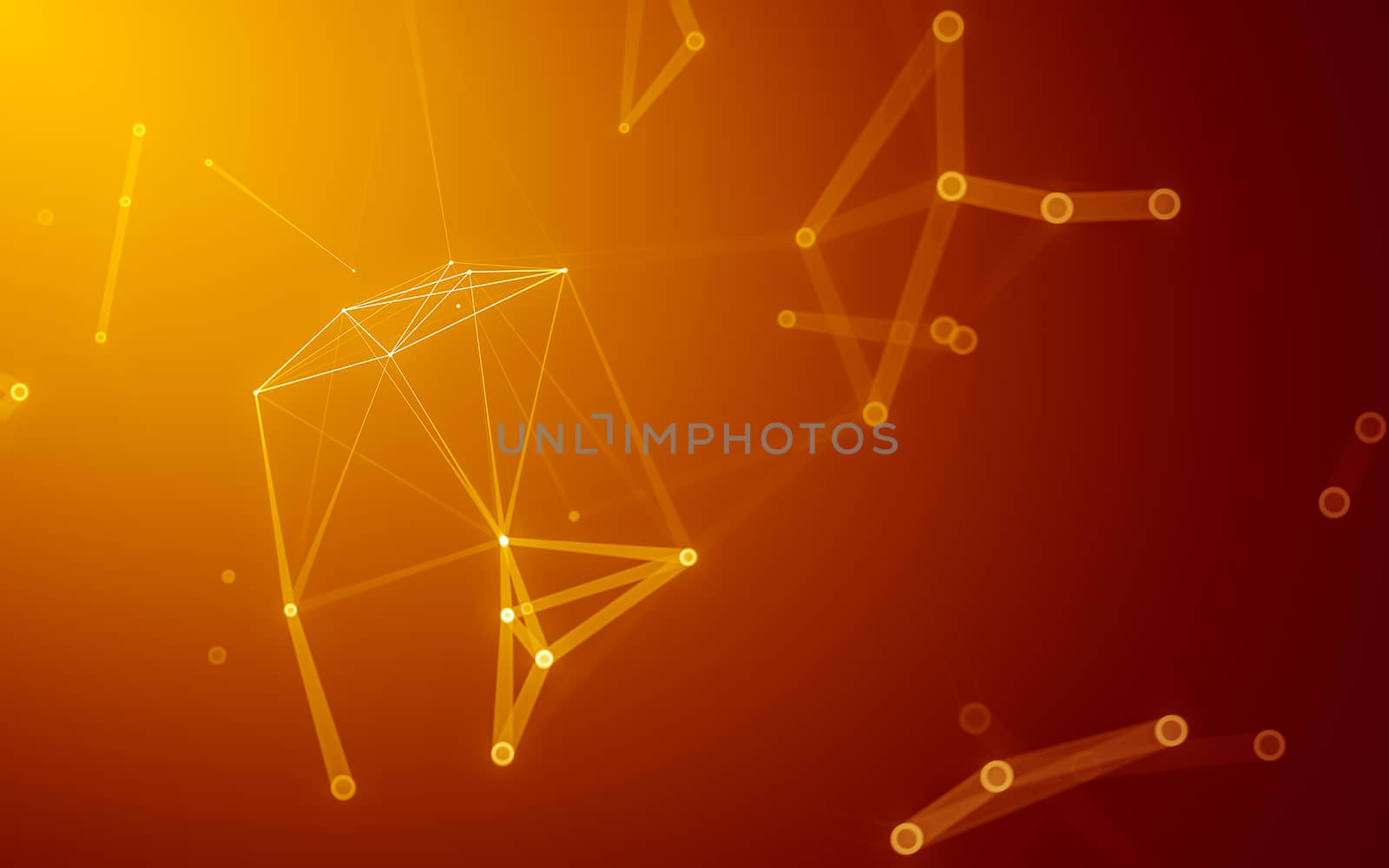 Abstract polygonal space low poly dark background with connecting dots and lines. Connection structure. 3d rendering