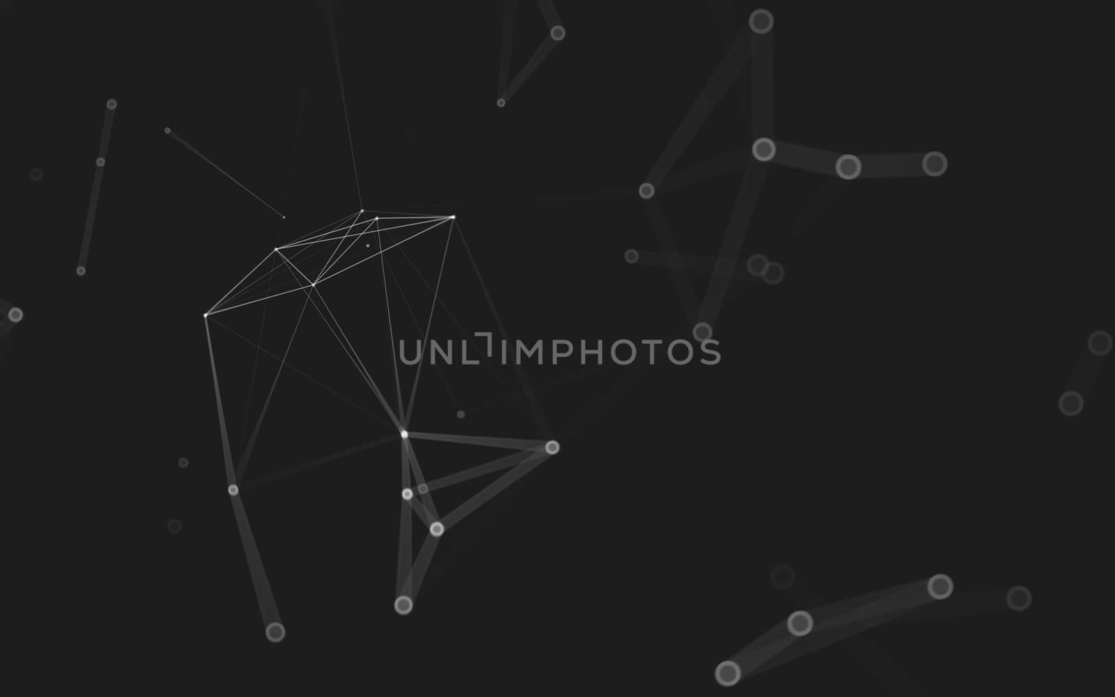 Abstract polygonal space low poly dark background with connecting dots and lines. Connection structure. 3d rendering