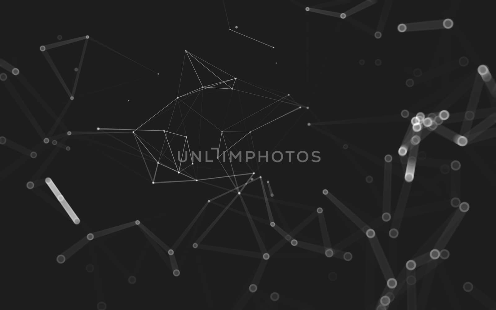 Abstract polygonal space low poly dark background with connecting dots and lines. Connection structure. 3d rendering