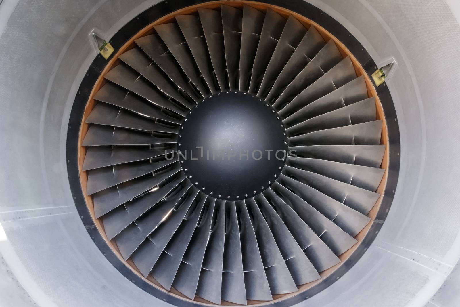 The outer turbine blades of a jet engine
