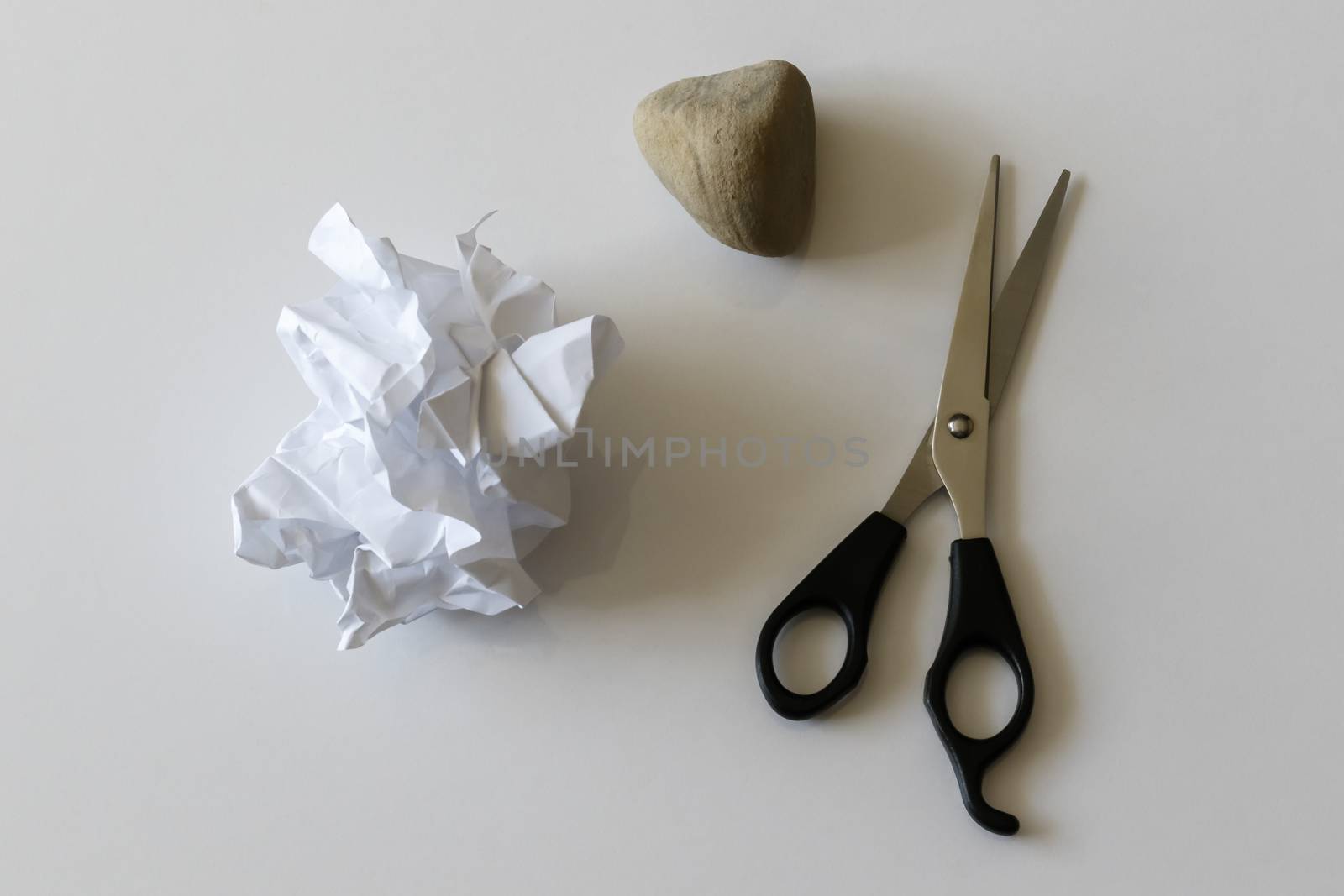 The objects for the classic game: stone, paper, scissors