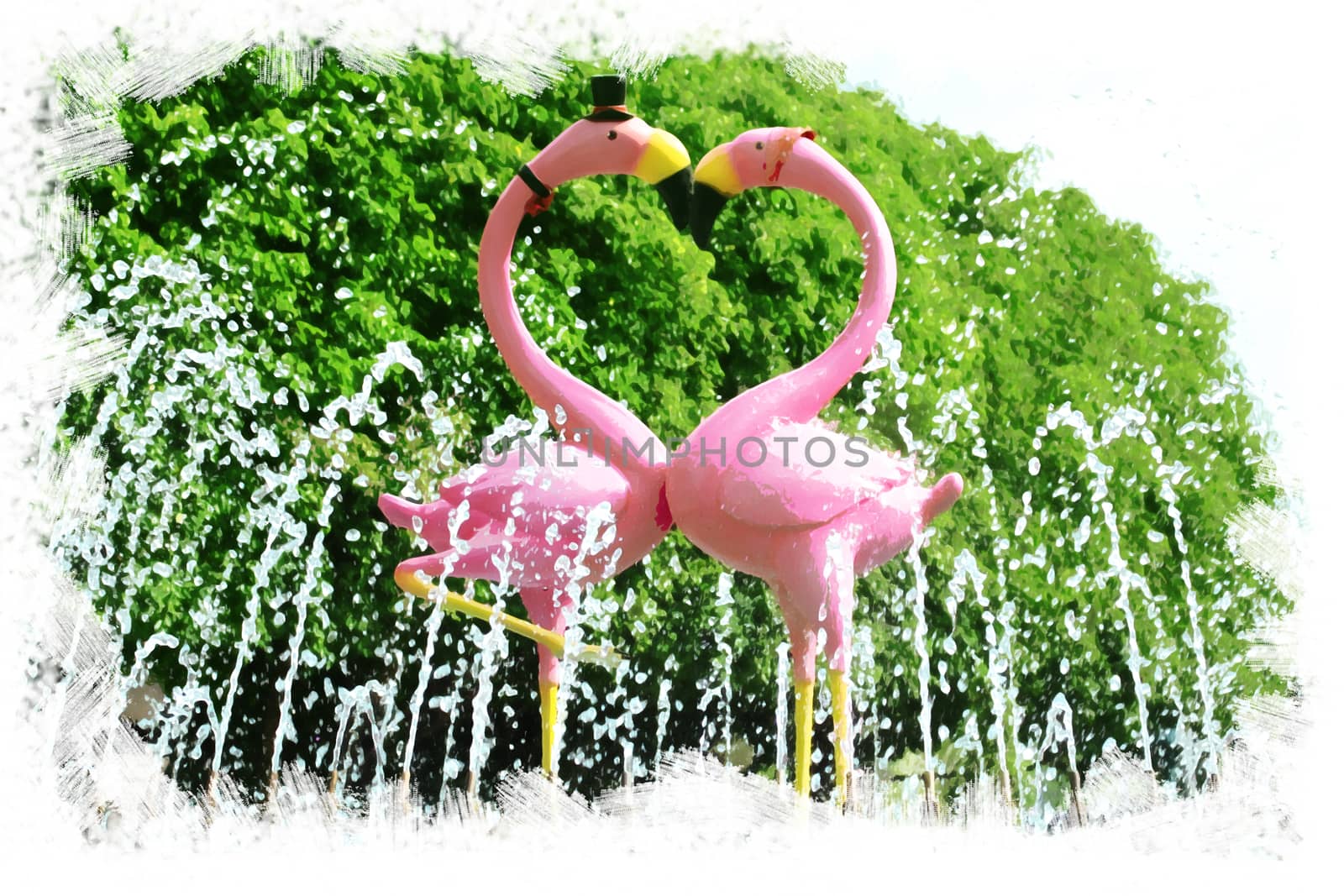 Love garden  water color art background