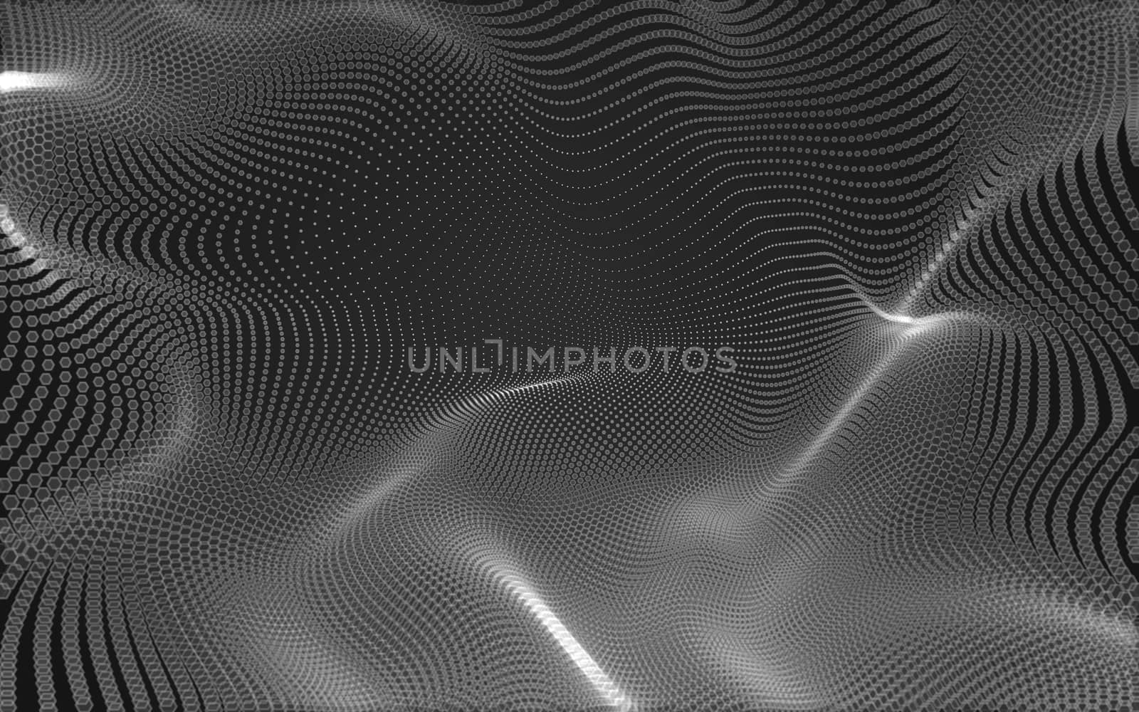 Abstract polygonal space low poly dark background, 3d rendering by teerawit