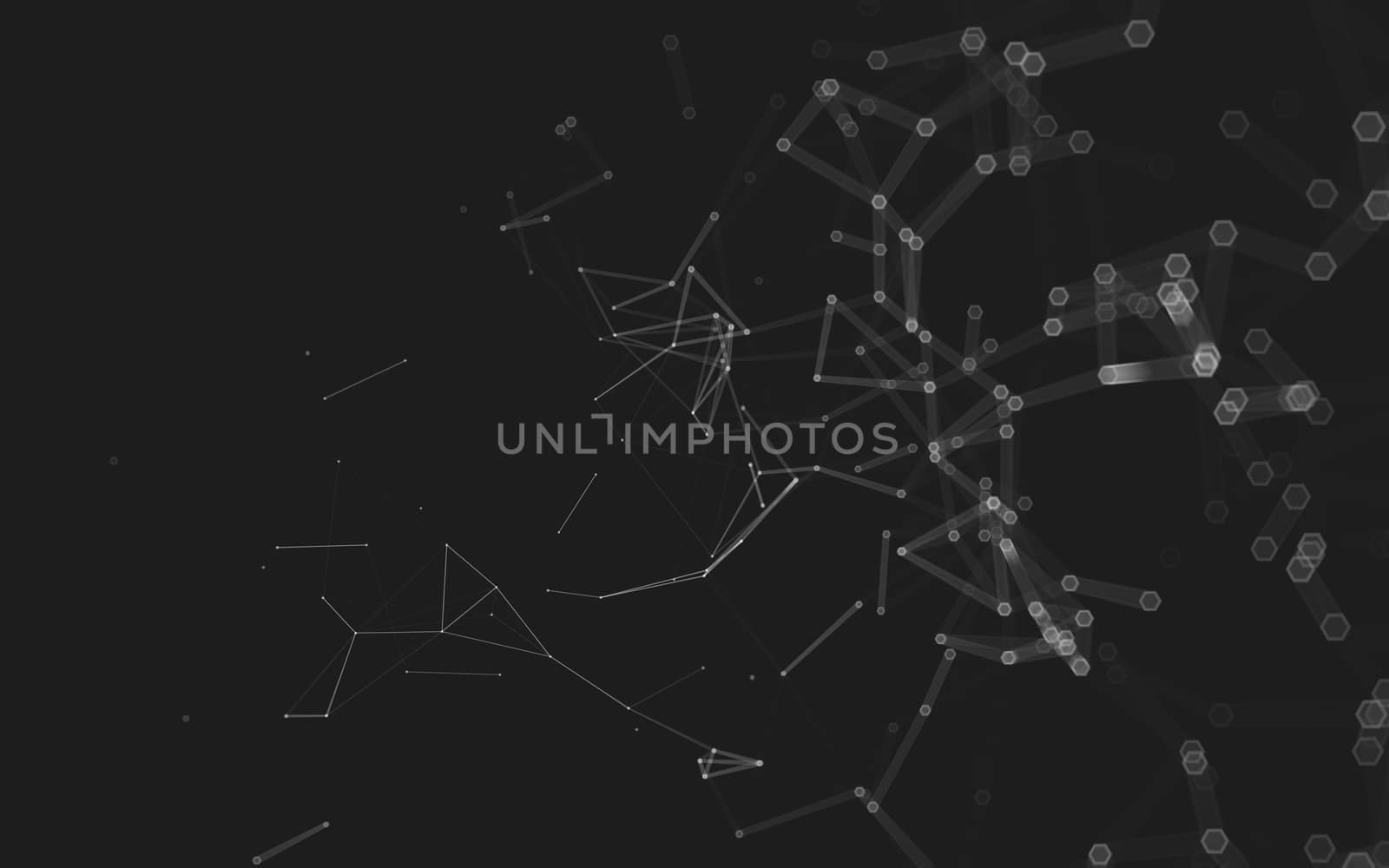 Abstract polygonal space low poly dark background with connecting dots and lines. Connection structure. 3d rendering