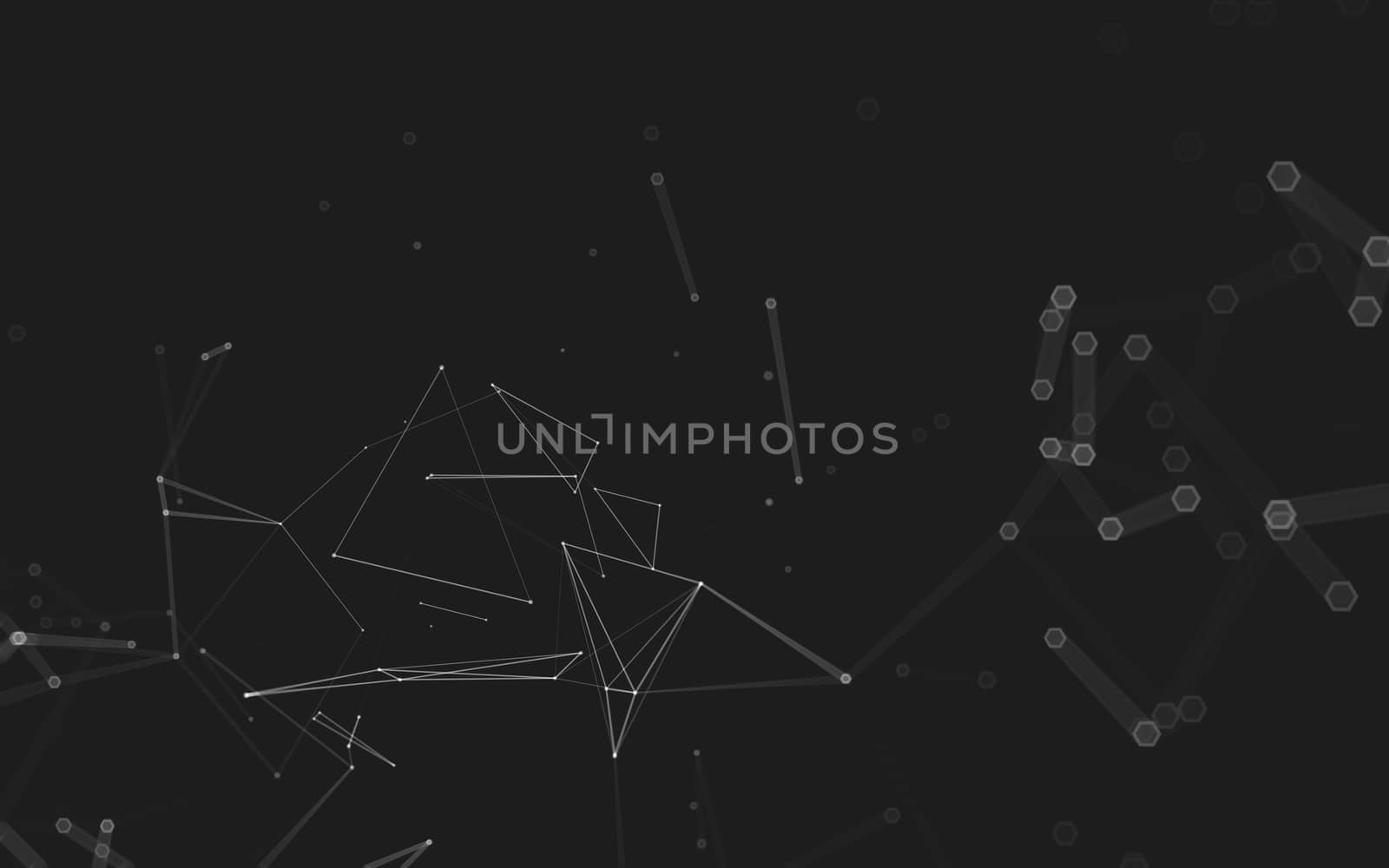 Abstract polygonal space low poly dark background with connecting dots and lines. Connection structure. 3d rendering