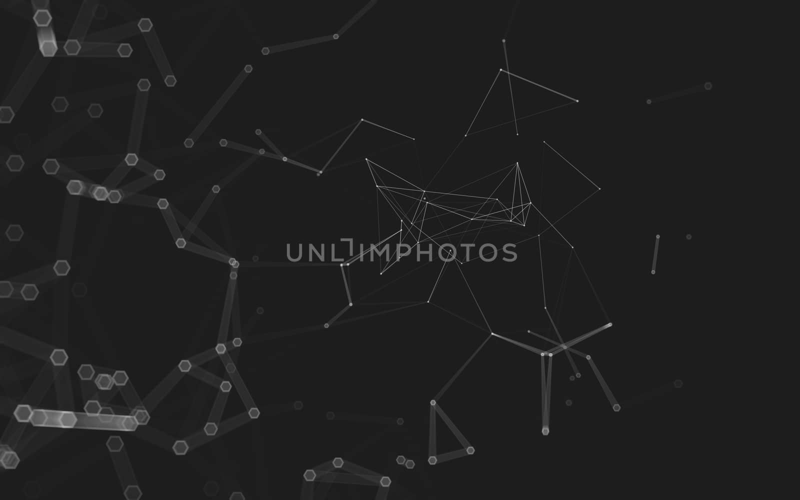 Abstract polygonal space low poly dark background with connecting dots and lines. Connection structure. 3d rendering