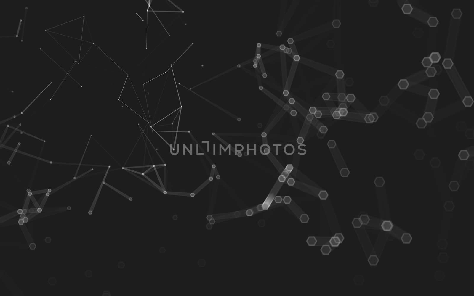 Abstract polygonal space low poly dark background with connecting dots and lines. Connection structure. 3d rendering