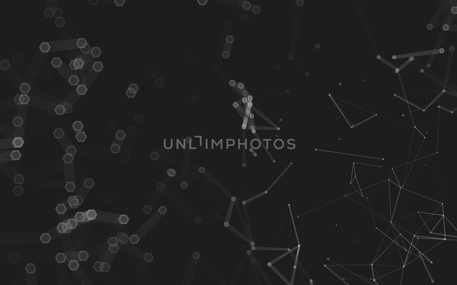 Abstract polygonal space low poly dark background with connecting dots and lines. Connection structure. 3d rendering