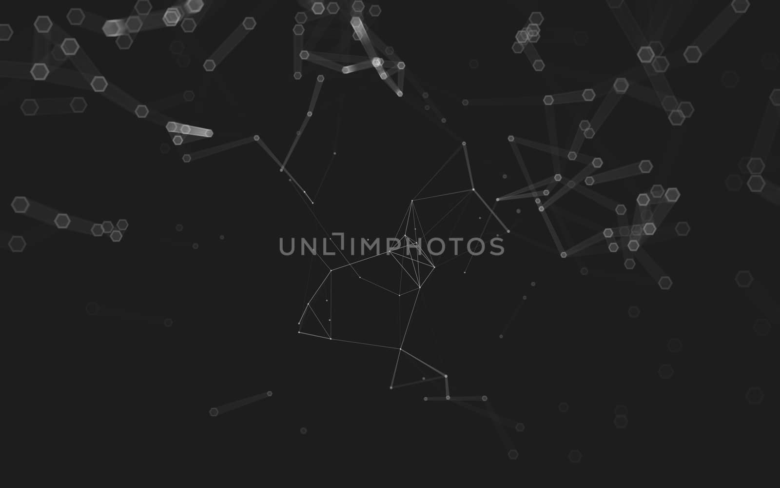 Abstract polygonal space low poly dark background with connecting dots and lines. Connection structure. 3d rendering