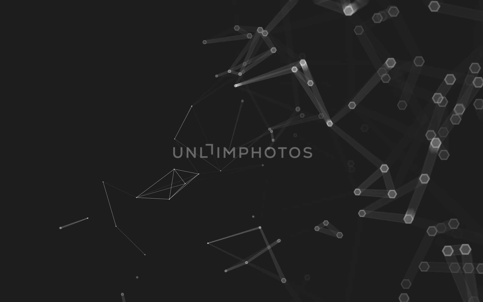 Abstract polygonal space low poly dark background with connecting dots and lines. Connection structure. 3d rendering