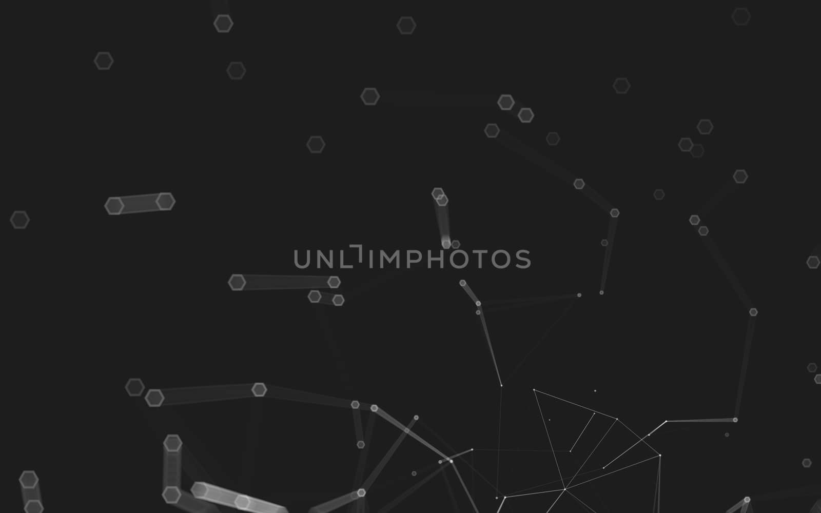 Abstract polygonal space low poly dark background with connecting dots and lines. Connection structure. 3d rendering