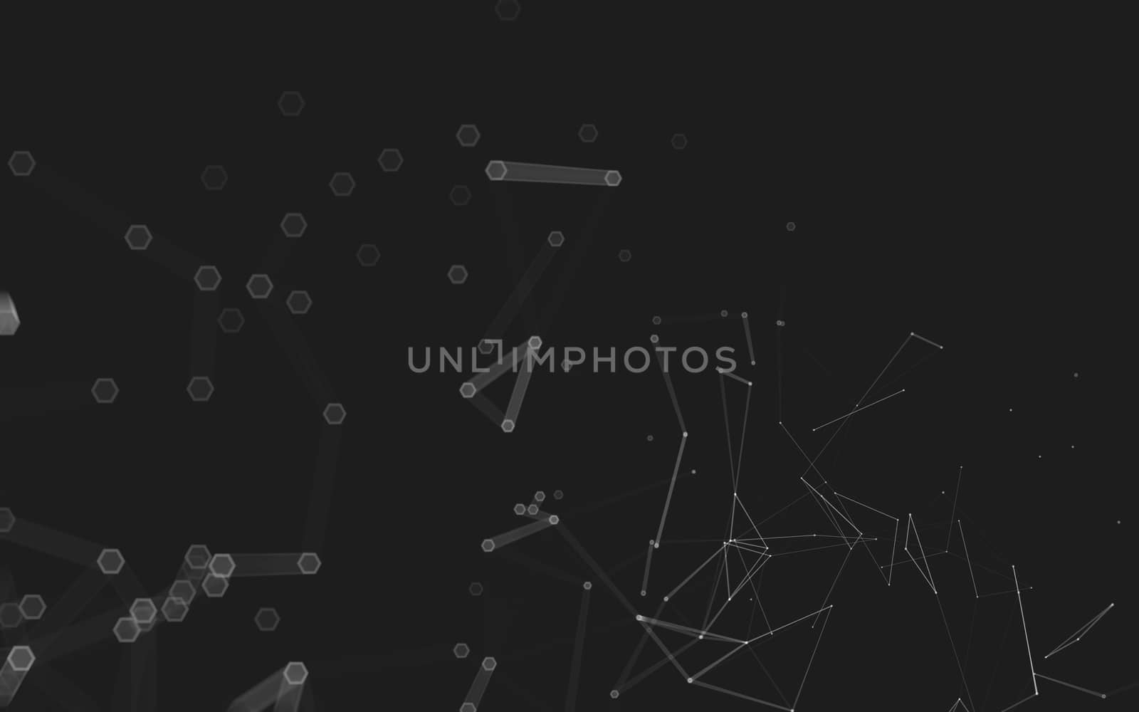 Abstract polygonal space low poly dark background with connecting dots and lines. Connection structure. 3d rendering