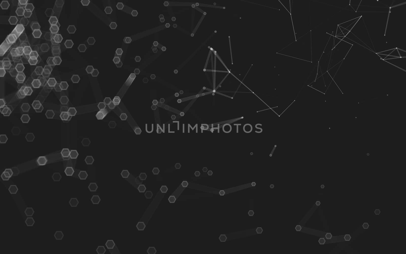 Abstract polygonal space low poly dark background with connecting dots and lines. Connection structure. 3d rendering