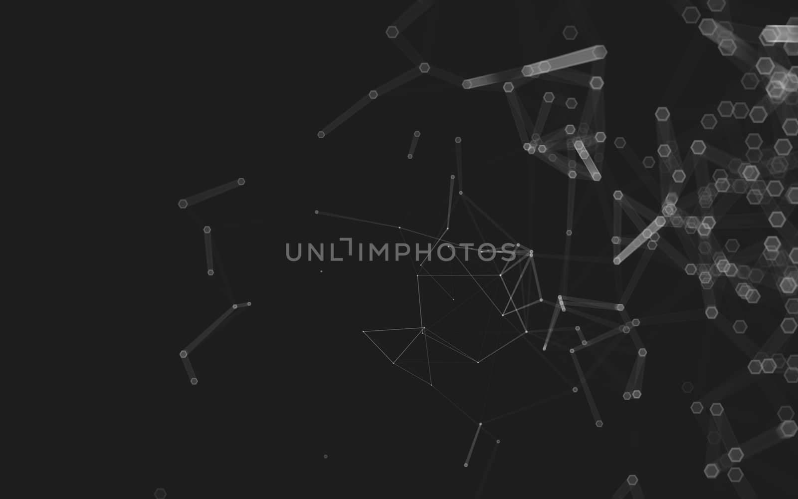 Abstract polygonal space low poly dark background with connecting dots and lines. Connection structure. 3d rendering