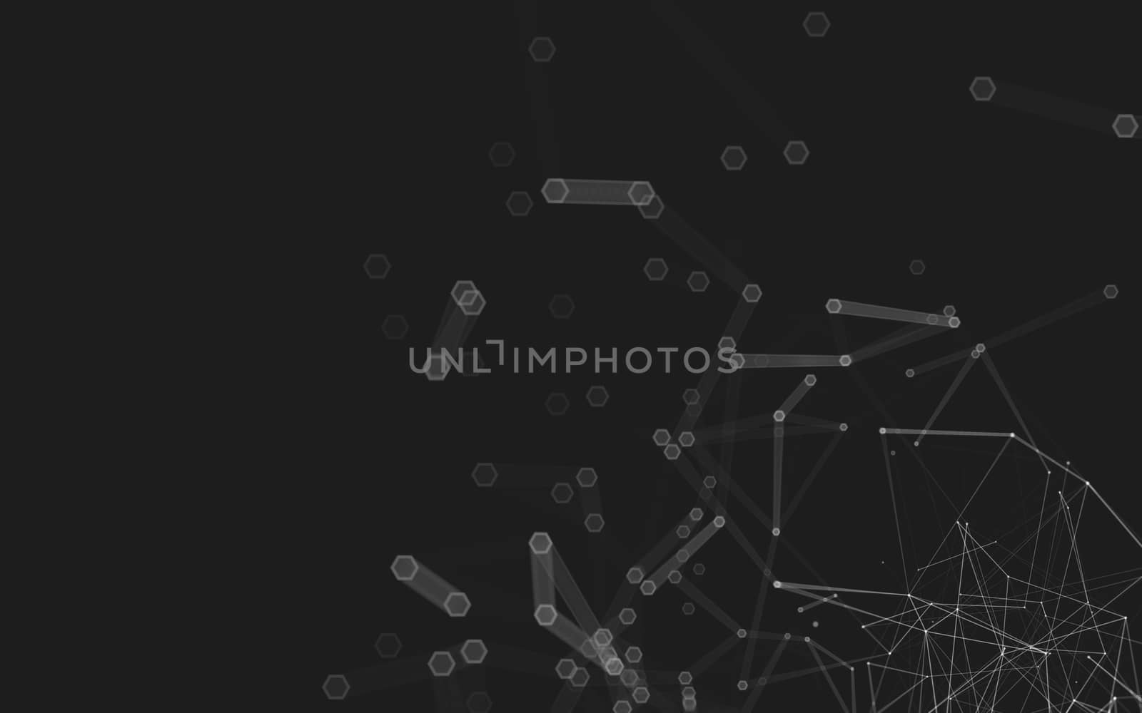 Abstract polygonal space low poly dark background, 3d rendering by teerawit