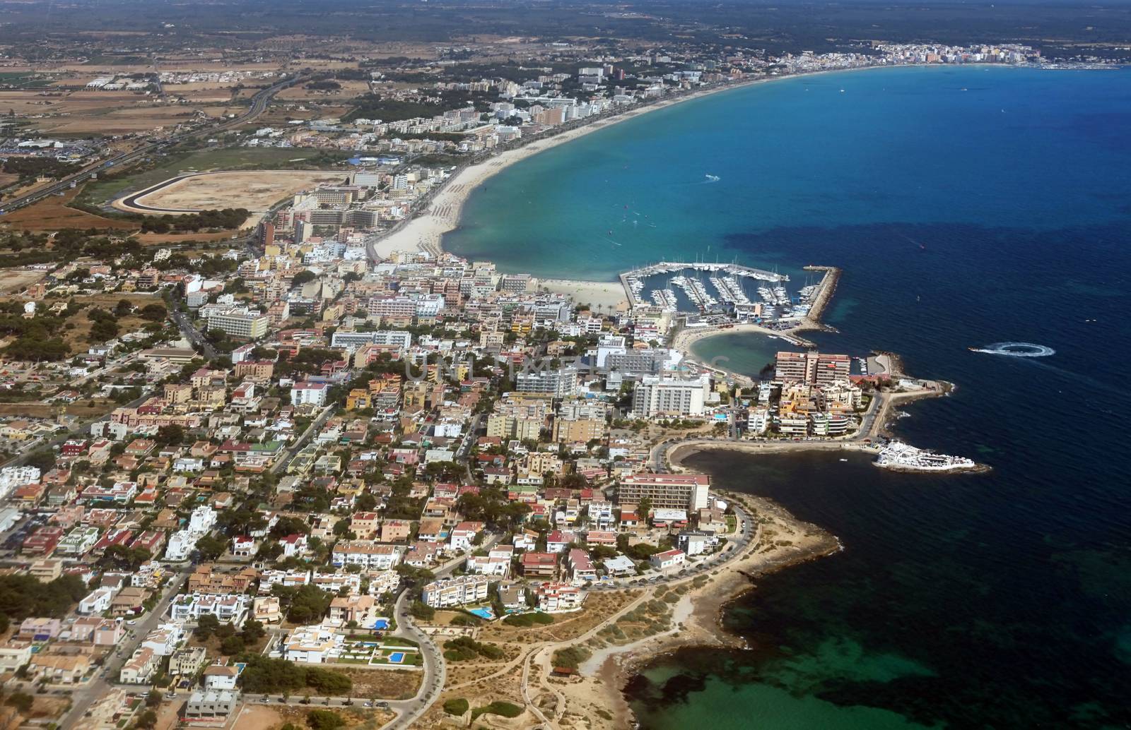 Areal view of residential zone in the island of Mallorca