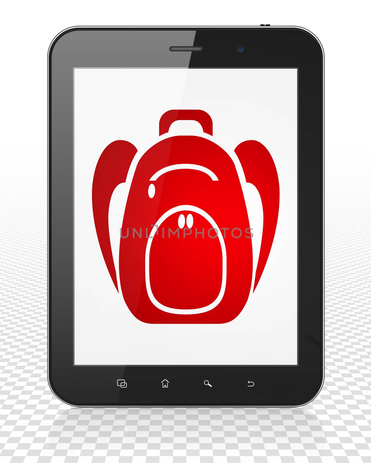 Studying concept: Tablet Pc Computer with Backpack on display by maxkabakov