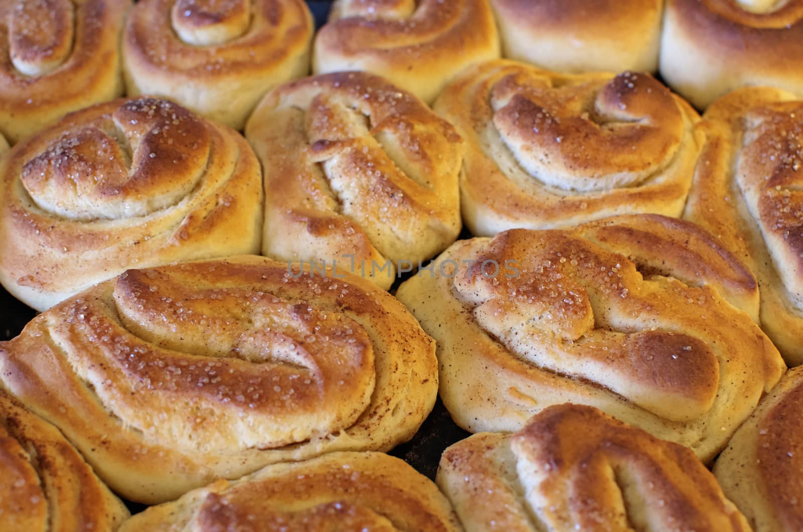 Closeup of fresh cinnamon rolls