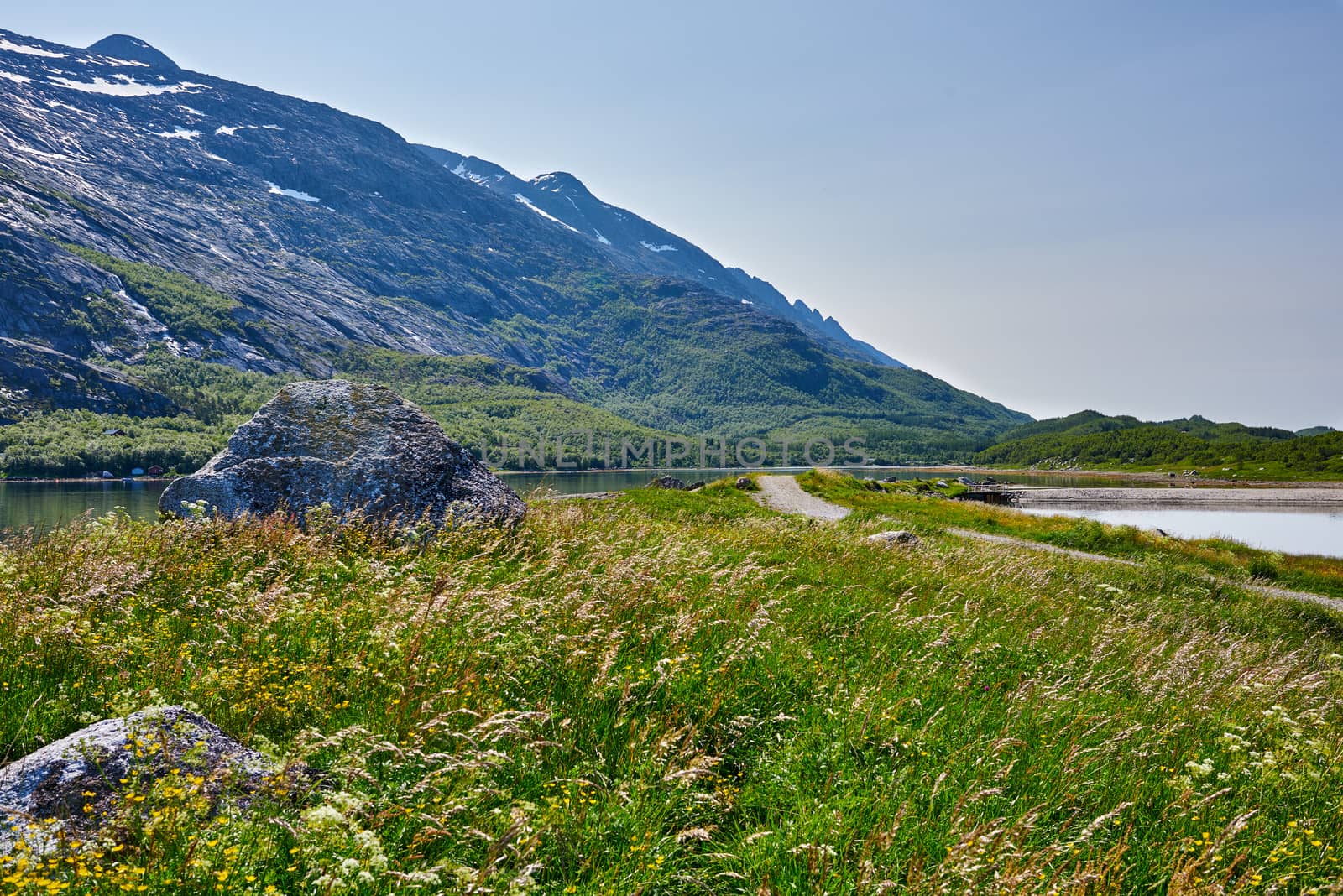 Seven Sisters mountain range in Alstadhaug, Norway.