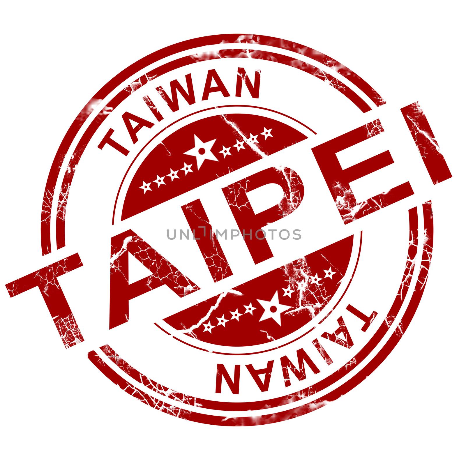 Red Taipei stamp with white background, 3D rendering