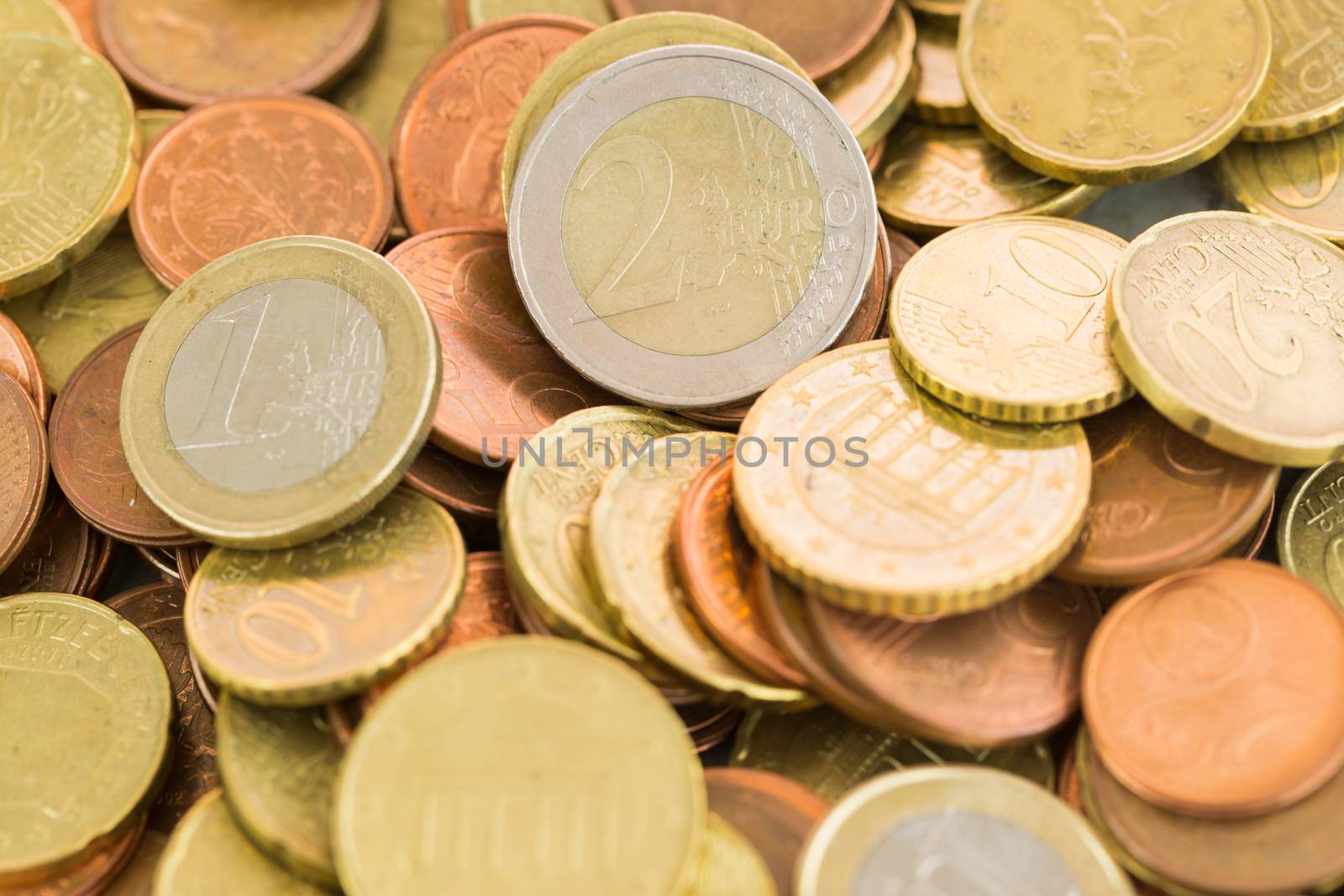 Heap of assorted Euro coins by juniart