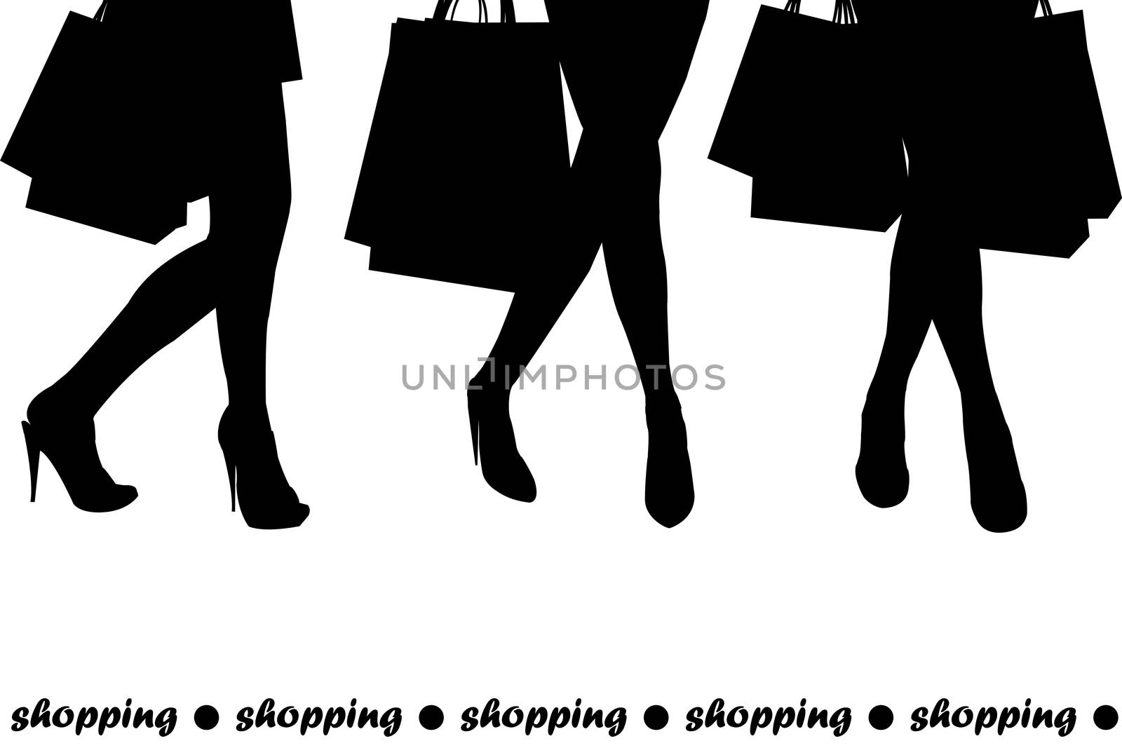 Women silhouettes holding shopping bags