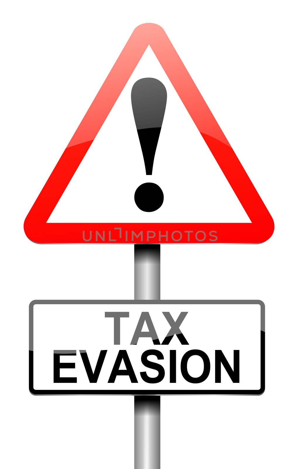 Illustration depicting a sign with a tax evasion concept.