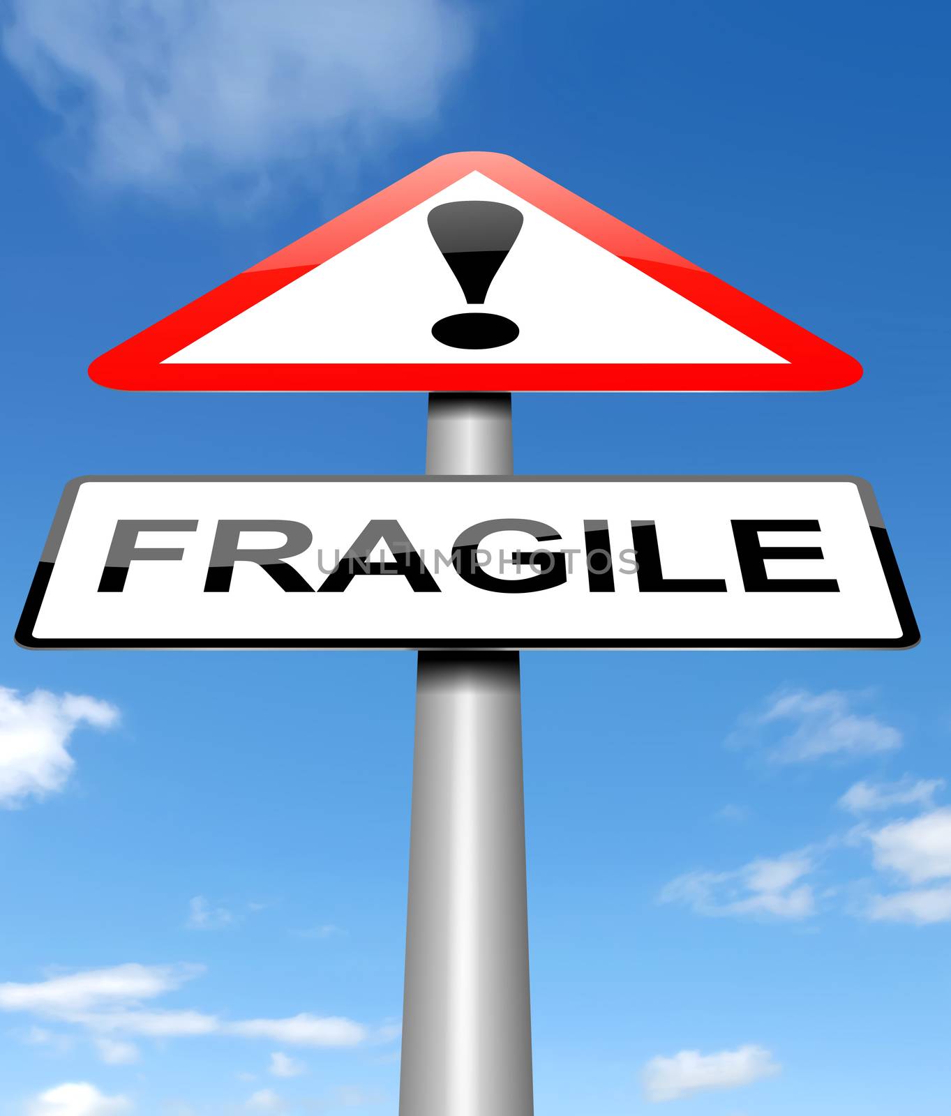 Illustration depicting a sign with a fragile concept.