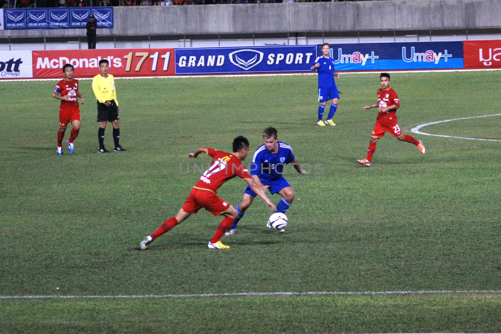 The 42nd King's cup international football match between Thailand and Finland at 700th Anniversary Stadium in Chiangmai, Thailand. Finland defeat Thailand 3-1 to win. by mranucha