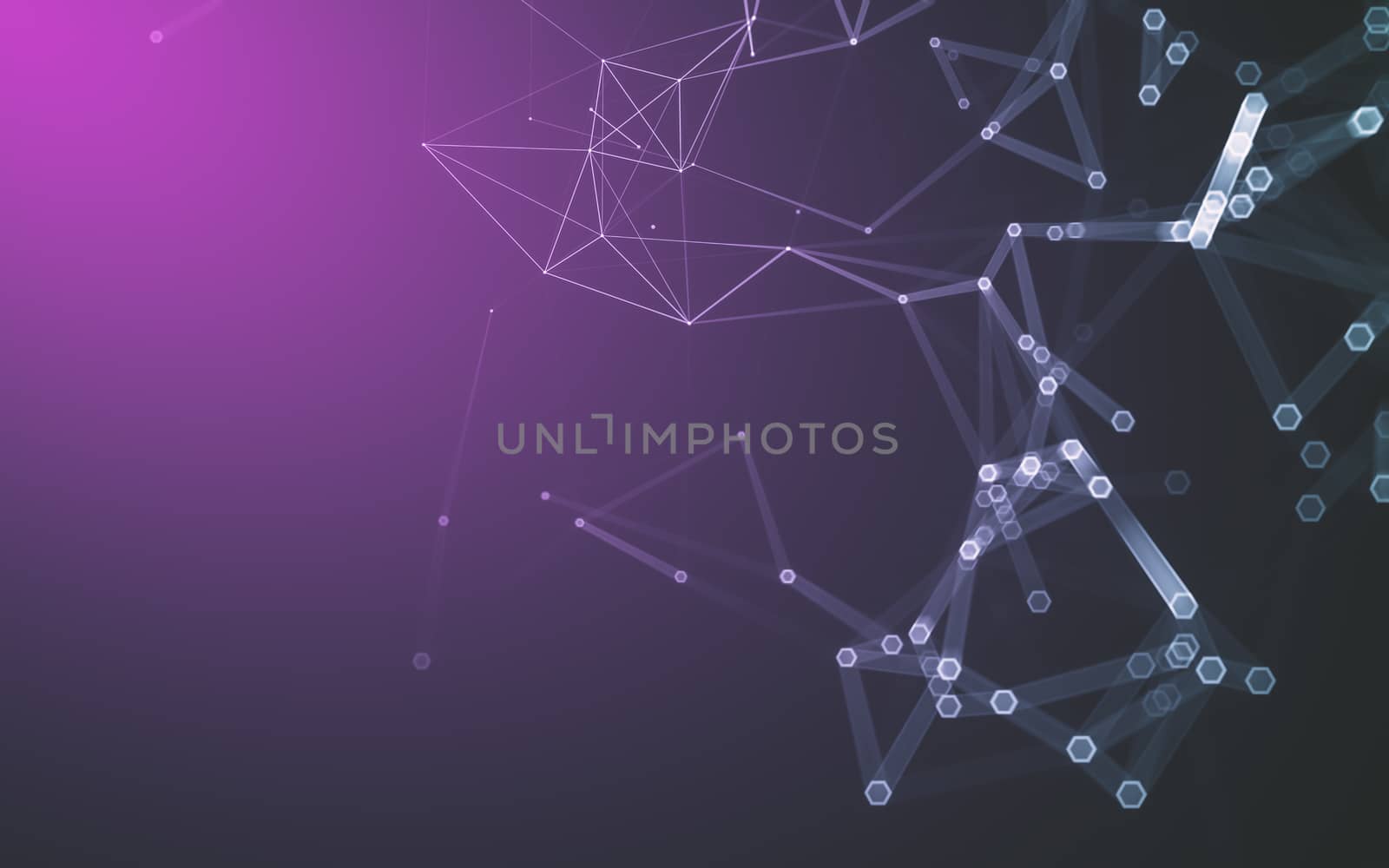 Abstract polygonal space low poly dark background with connecting dots and lines. Connection structure. 3d rendering