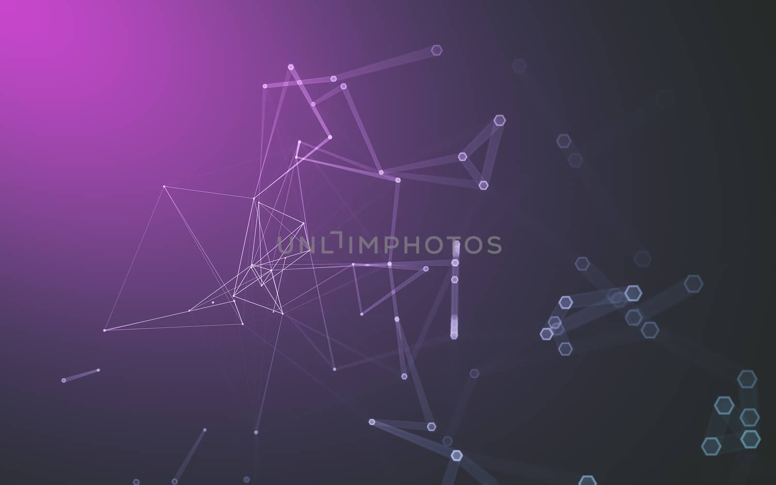 Abstract polygonal space low poly dark background with connecting dots and lines. Connection structure. 3d rendering