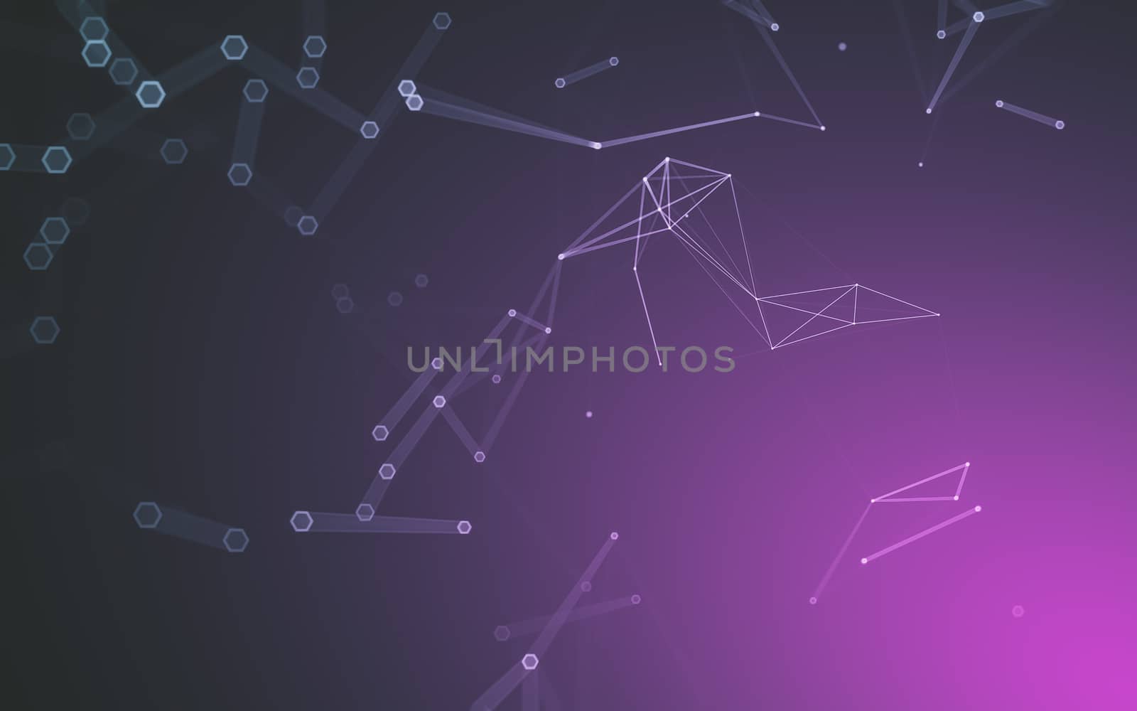 Abstract polygonal space low poly dark background with connecting dots and lines. Connection structure. 3d rendering