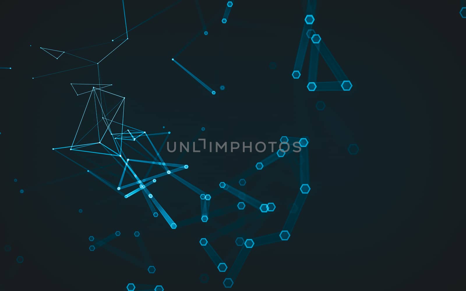 Abstract polygonal space low poly dark background with connecting dots and lines. Connection structure. 3d rendering