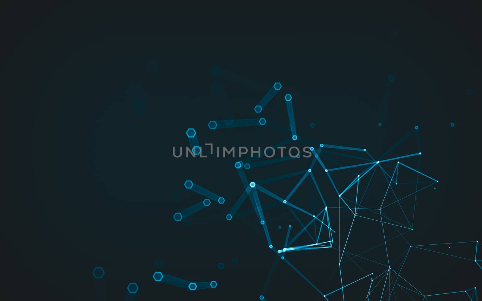 Abstract polygonal space low poly dark background, 3d rendering by teerawit