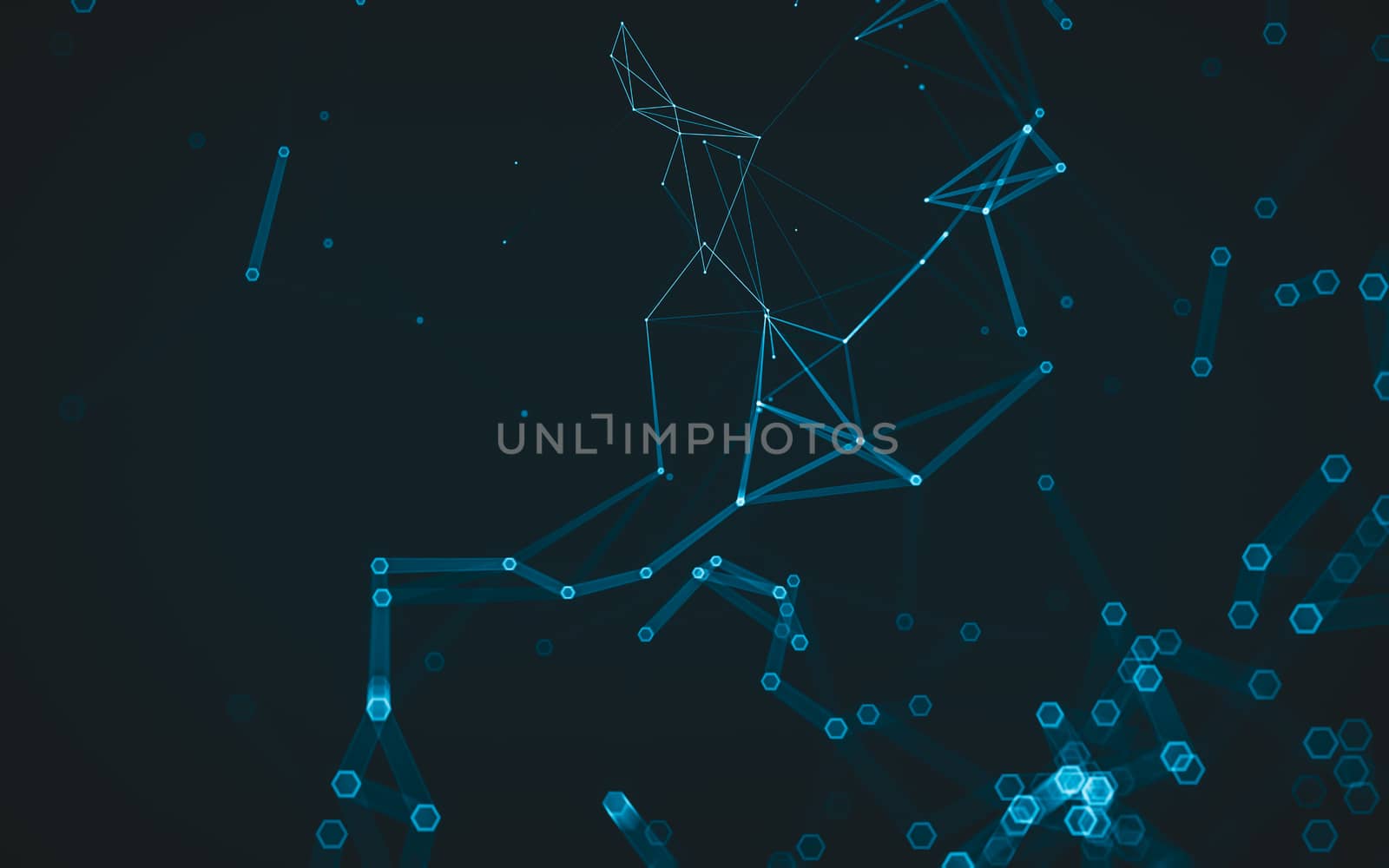 Abstract polygonal space low poly dark background, 3d rendering by teerawit