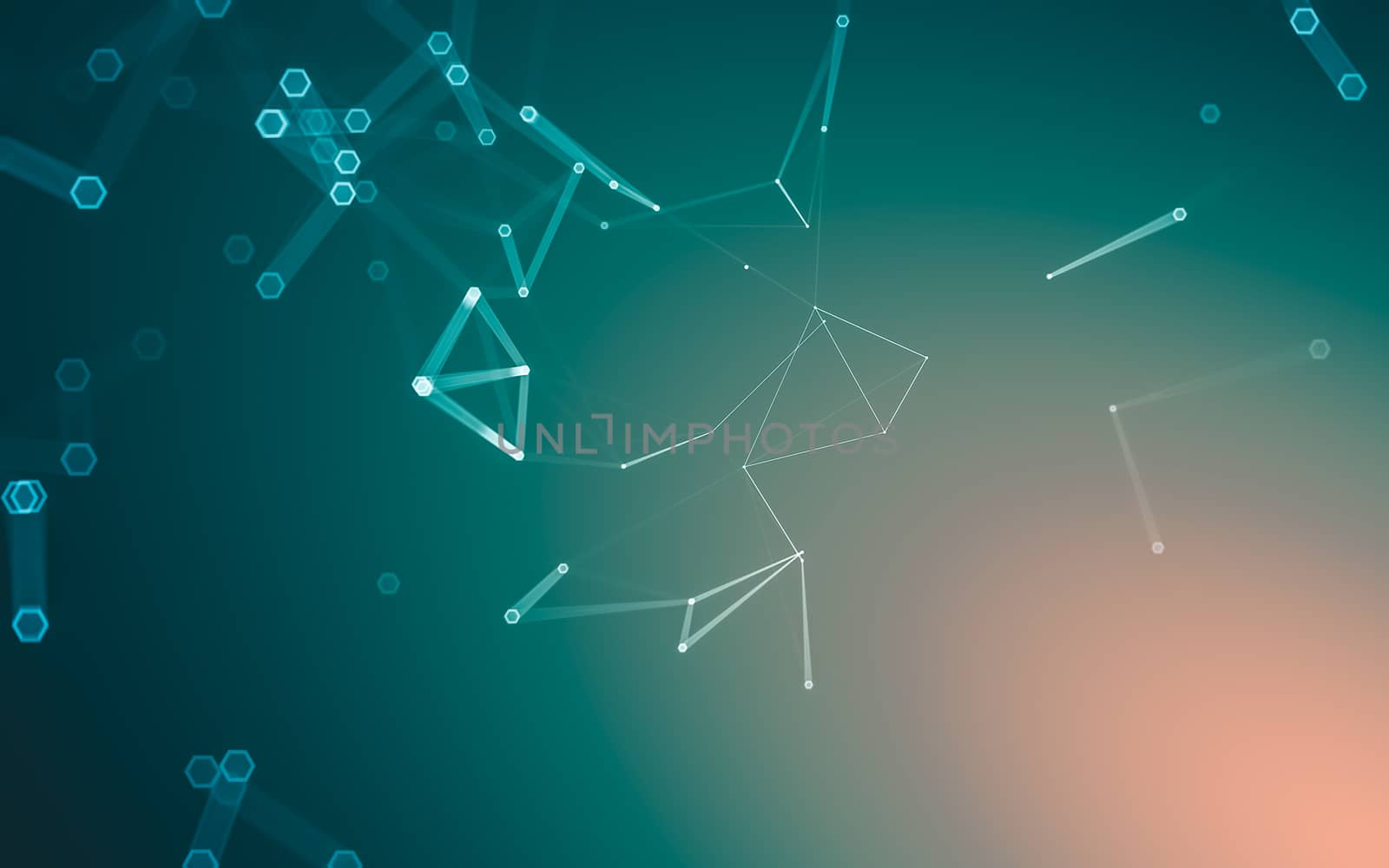 Abstract polygonal space low poly dark background with connecting dots and lines. Connection structure. 3d rendering