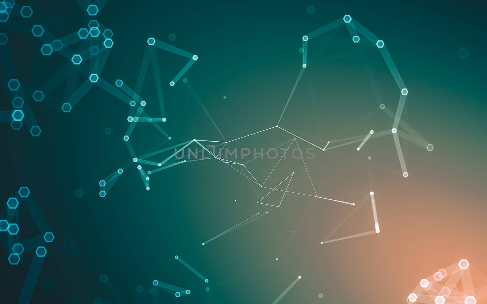 Abstract polygonal space low poly dark background with connecting dots and lines. Connection structure. 3d rendering