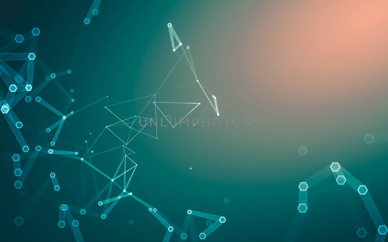 Abstract polygonal space low poly dark background with connecting dots and lines. Connection structure. 3d rendering